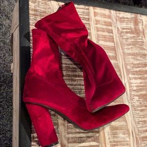 Red velvet booties